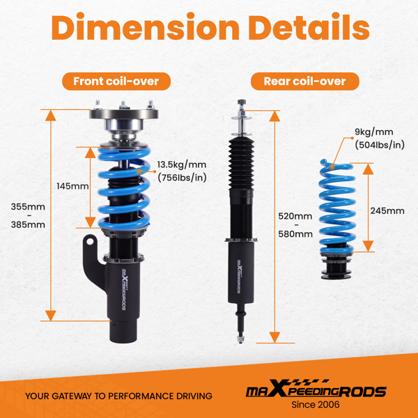 MaXpeedingrods T6 Coilovers Lowering Coils for BMW 3-Series E90 xDrive AWD 06-11