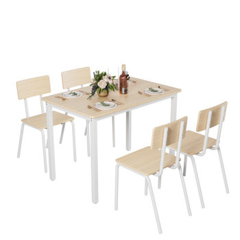 5-Piece Dining Table Set with 4 Chairs, 43\\" Kitchen Table & Chairs Set for 4, Dining Room Table with Metal Frame & MDF Board, Perfect for Small Space, Easy Clean