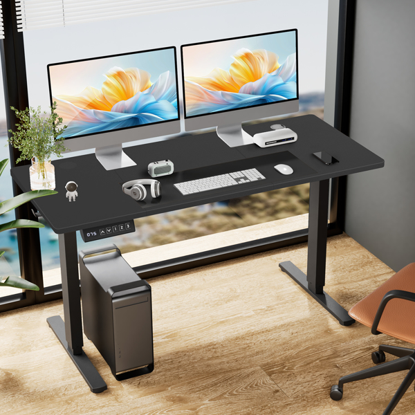 Standing Desk Adjustable Height 63 x 24 Inch Electric Computer Stand Up Desk with 3 Memory Presets, T-Shaped Bracket, Ergonomic Gaming Desk for Home Office Workstation- Black