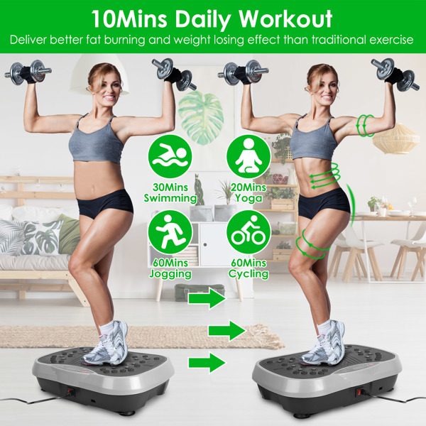 Vibration Exercise Machine With Resistant Bands Remote Control Whole Body Vibration Platform Workout Equipment Home Fitness Training Equipment For Weight Loss Fat Burner