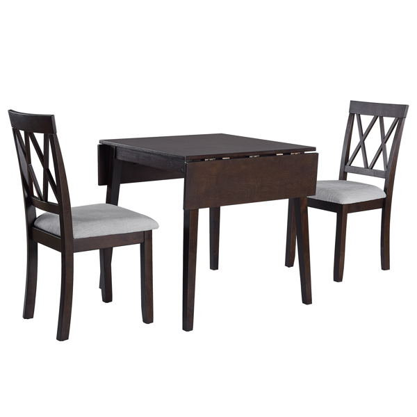 5 Piece Kitchen Dining Set with Drop Leaf Dining Table and 4 Dining Upholstered Chairs, Dining Room Set for Small Places, Espresso