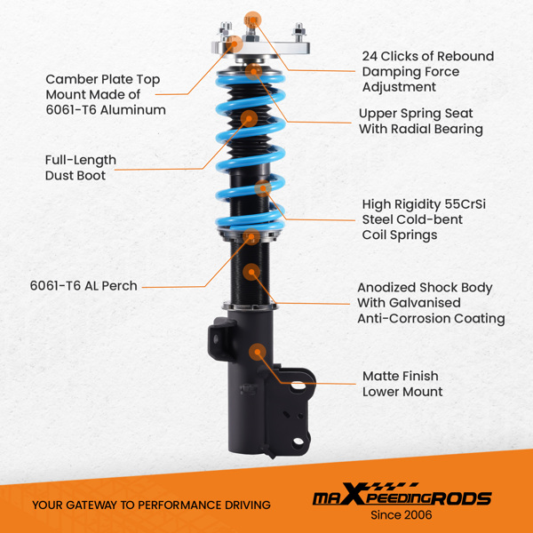 MaXpeedingrods T6 Adjustable Coilovers Lowering Kit For Ford Mustang 2015-2023