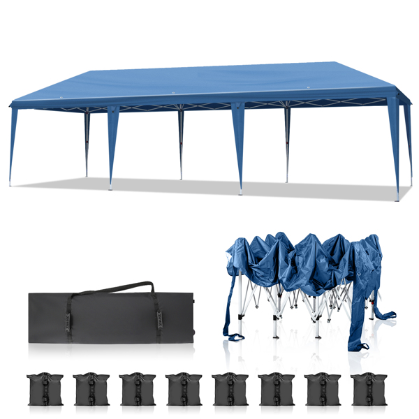 10x30ft Outdoor Pop Up Canopy, Portable Instant Canopy Tent for Outdoor Events Party Wedding Birthday Graduation, Blue