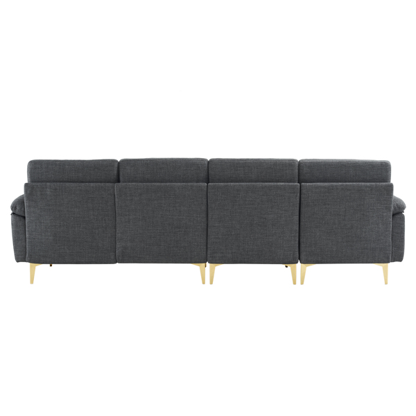 L-Shaped Sectional Sofa Couch for Living Room, Modern 4-Seater Tufted Linen Lounge Sleeper with Chaise, Dark Grey