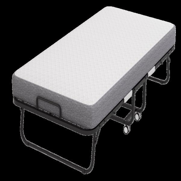 Folding Bed with Mattress 75" x 38" Rollaway Guest Bed Portable Foldable Bed for Adults with 5" Memory Foam Mattress Space-Saving Sturdy Metal Frame Grid Style