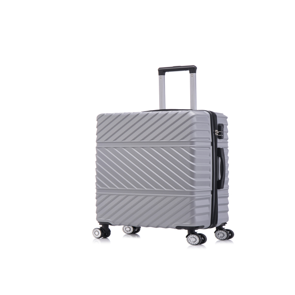 3-piece travel lightweight suitcase with wheels, password lock, business and travel carry on luggage, silver gray (20 inches/24 inches/28 inches)