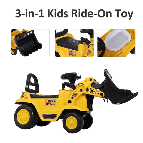 3 in 1 Ride On Toy Bulldozer Digger Tractor Pulling Cart 