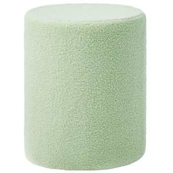 Round Teddy Fleece Ottoman with Soft Padded Seat, Multi-Functional Footrest, Vanity Chairs for Makeup, Upholstered Foot Stool Extra Seating for Living Room, Bedroom, Entryway (Green, Standard)