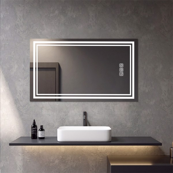 Bright LED Bathroom Mirror 40" x 24" Front Light, 5 Mins Defog, Full HD Reflected, 3 Colors Dimmable, Wall Mounted[Unable to ship on weekends, please note that]