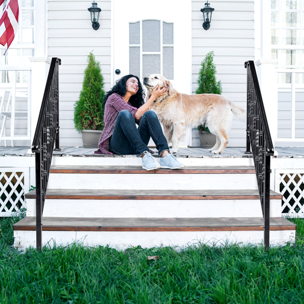 Matte Black Outdoor 4 Level Iron Handrail