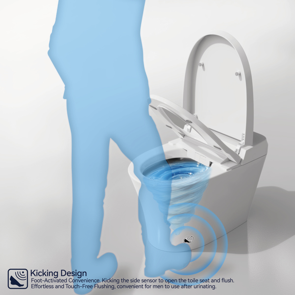Intelligent Toilet, Press Flush Button, Automatic Opening and Closing, Automatic Flushing, Foot Sensor, Heated Seat, ADA Seat Height Design and Antibacterial Nozzle[Unable to ship on weekends]