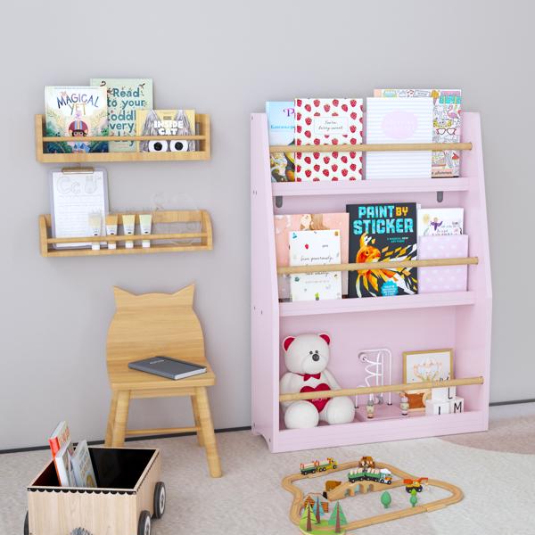 3 Tier Kids Book Shelf,Kids Book Rack, Helps Keep Bedrooms, Playrooms, and Classrooms Organized,Pink