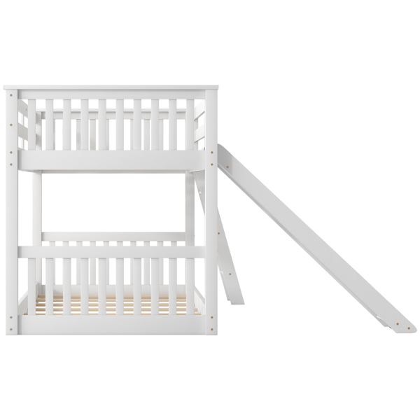 Twin over Twin Bunk Bed with Convertible Slide and Ladder, White(Expected Arrival Time: 1.13)