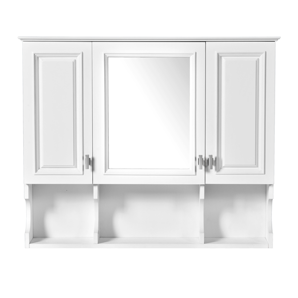 35'' x 28'' Wall Mounted Bathroom Medicine Cabinet, Modern Bathroom Wall Cabinet with Mirror,  Mirror Cabinet with Open Shelves