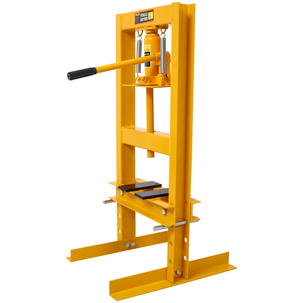 6 Ton Hydraulic Press, Benchtop Hydraulic Shop Press, H-Frame Garage Floor Press with Press Plates, Adjustable Working Table Height,Yellow