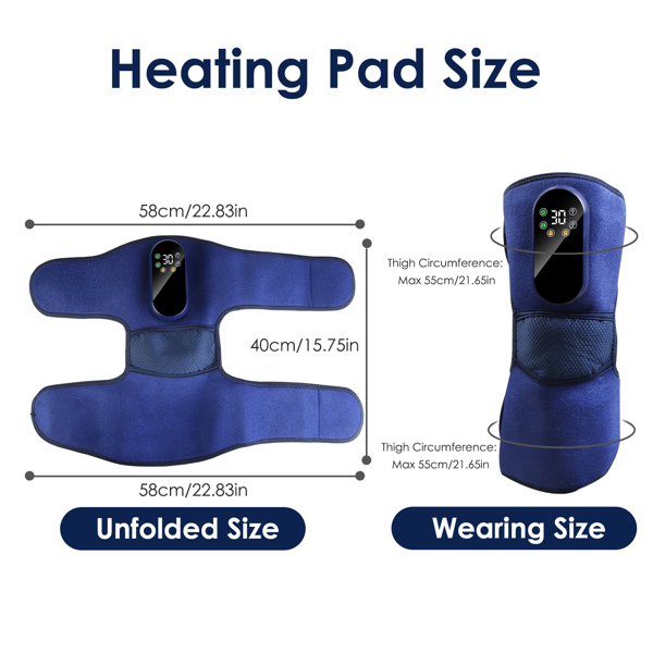 Cordless Knee Massager Heated Knee Brace Wrap Electric Knee Heating Pad with 5-Level Heating 3-Level Vibration 3-Mode & 3-Level Air Compression