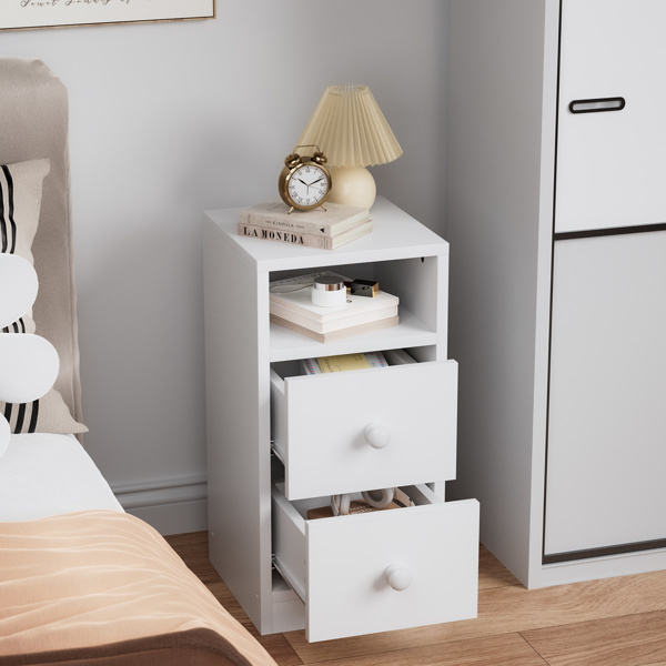 Night Stand with Two Drawer White 2PCS