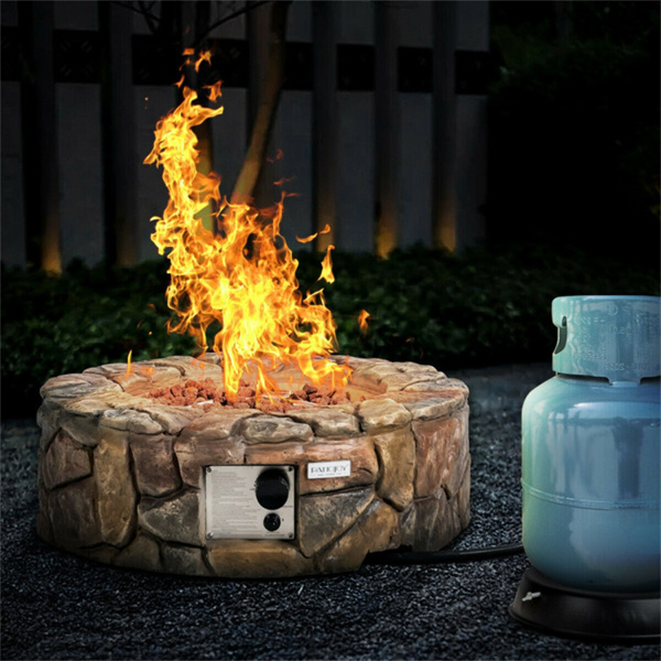   Fire Pit Table 40,000 BTU Stone Gas Fire Stove Pit for Outdoor Patio 