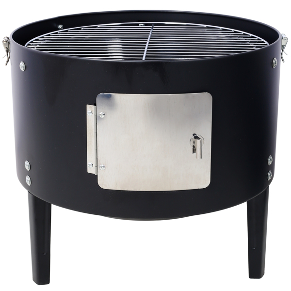 17 Inch Steel Charcoal Smoker, Heavy Duty Round BBQ Grill for Outdoor Cooking, Black