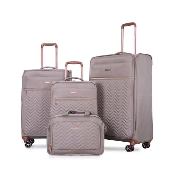 4-Piece Set (16/20/24/28) ,Softshell Suitcase Spinner Wheels Terylene Luggage Sets Carry On Suitcase Luggage Lightweight Durable Suitcase  Khaki