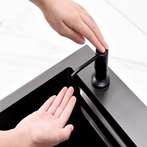 瀑布厨房水槽，黑色不锈钢单碗，带飞雨水龙头和砧板的多功能工作站，30×18“【周末不发货，TK/TEMU订单仅支持自提】-19