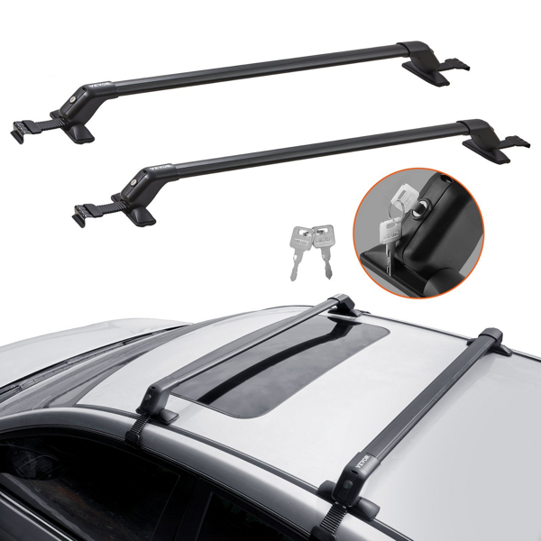 155 lbs Load Capacity Universal Roof Rack Cross Bars, 41.3" Adjustable Aluminum Roof Crossbars with Locks, Fits SUVs, Sedans, and Vans Without Side Rails