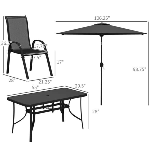 Outdoor dining table and chair package with umbrella ( Amazon Shipping)（Prohibited by WalMart）