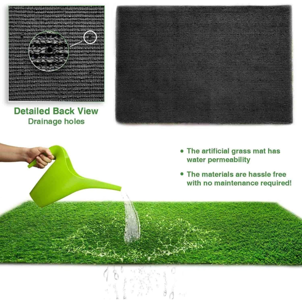 3ft x 10ft Premium Artificial Turf Mat with Drainage Holes. Thick Fake Grass with Rubber Backing, Ideal for Indoor/Outdoor Pet Areas, Garden, Lawn, Patio & Balcony Decor