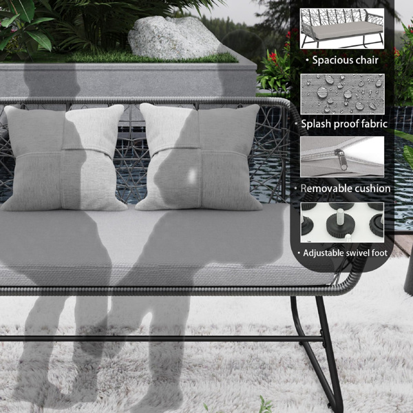 Outdoor Furniture 4 Piece wicker patio furniture set,glass table,With cushion,Suitable for patio, garden, balcony, etc.