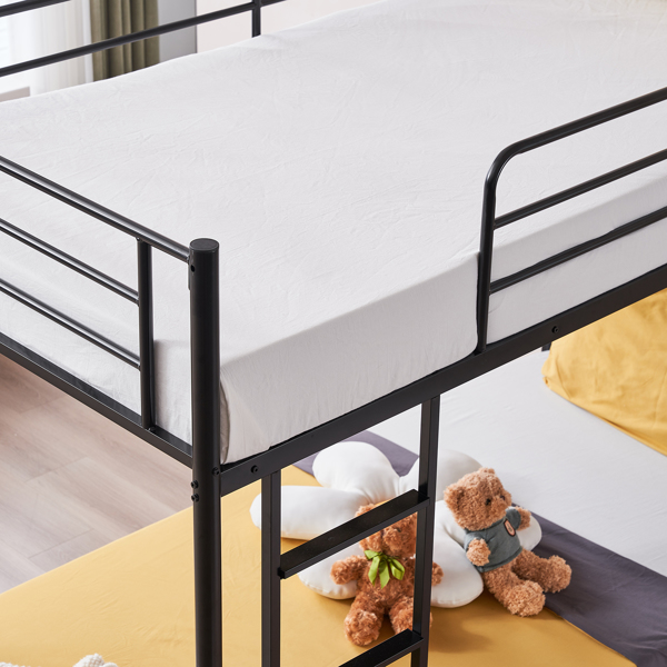 【Same model code: 67430277】Iron Bed Bunk Bed with Ladder for Kids Twin Size Black