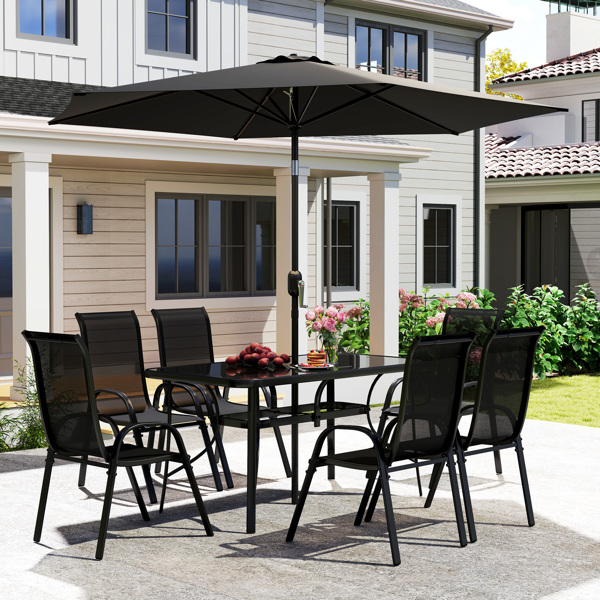 Outdoor dining table and chair package with umbrella ( Amazon Shipping)（Prohibited by WalMart）