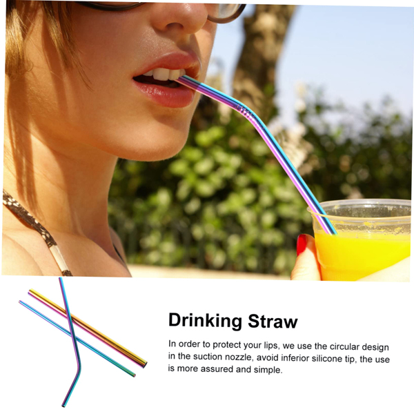 Natural Color 3 Sets (9pcs) Of Reusable Straws With Cleaning Brush And Storage Bag, Colorful Bent Straws And Straight Straws, Perfect For Parties, Restaurants, Home, Halloween, Christmas.