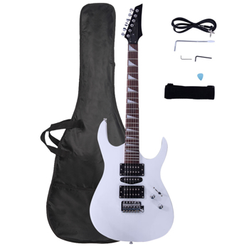 Novice Entry Level 170 Electric Guitar HSH Pickup   Bag   Strap   Paddle   Rocker   Cable   Wrench Tool White