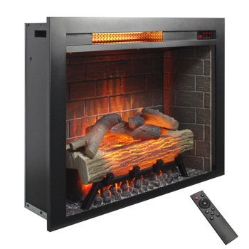 28inch Infrared Electric Fireplace Insert, Touch Panel Home Decor Heater, With Cracking Sound