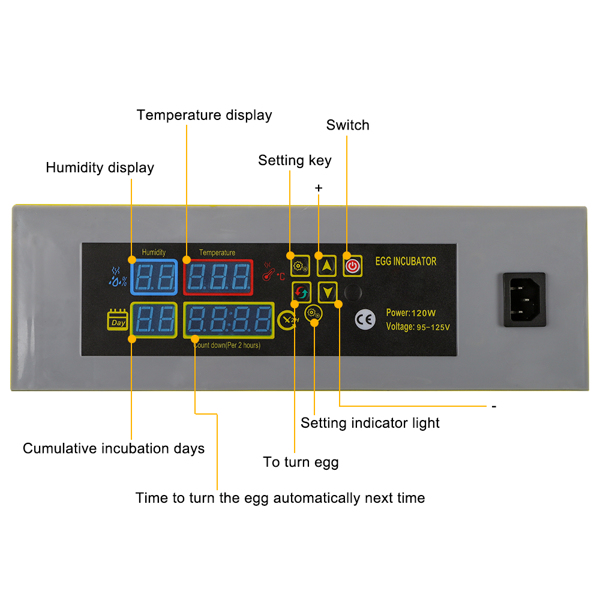 【同款编码：89421360】112-Egg Practical Fully Automatic Poultry Incubator Yellow & Transparent