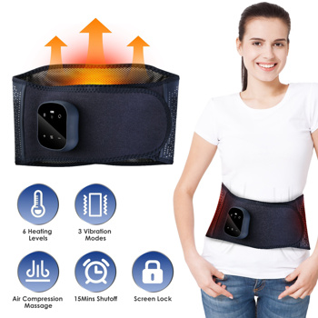 Lower Back Massager Heating Pad Cordless Heating Pad with Air Compression Vibration for Back Belly Waist Shoulder Pain Relief