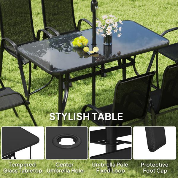 Outdoor dining table and chair package with umbrella ( Amazon Shipping)（Prohibited by WalMart）