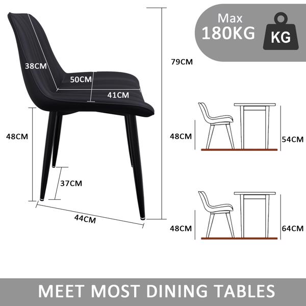 餐椅（一套 4 把）, 带 7 厘米靠背的厨房用椅, 带 5 厘米座垫的餐桌椅, 最大承重 180 千克, 用于餐厅、厨房和起居室的 PU 人造皮软垫椅。承重 180 千克，餐厅、厨房、客厅用 PU 仿皮软垫椅-2