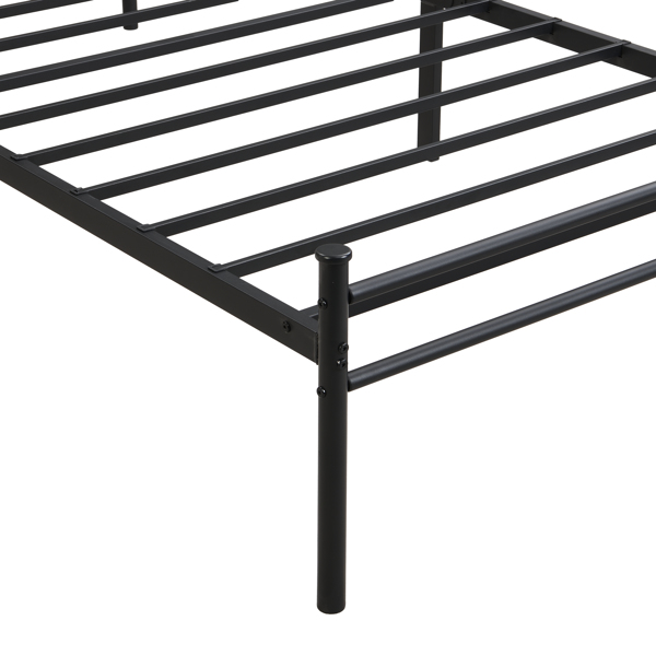 Twin Size metal bedframe,Headboard with wood panel decoration,black