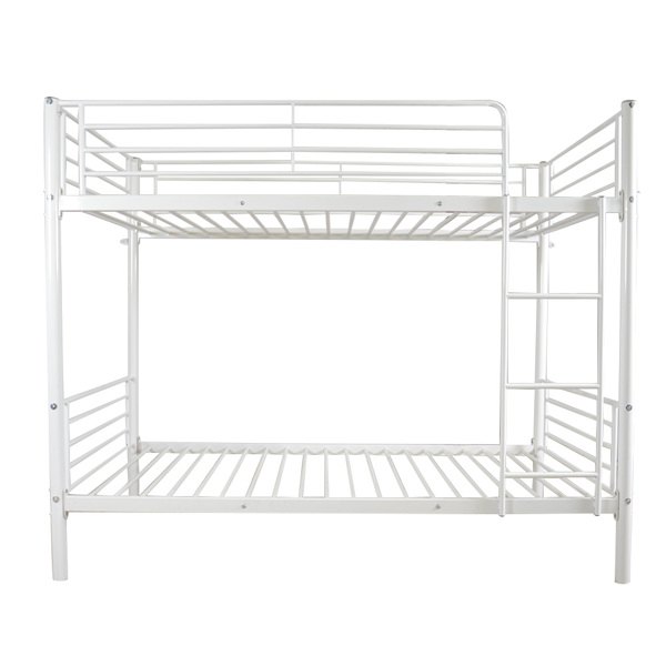 【same code:38354706】Iron Bed Bunk Bed with Ladder for Kids Twin Size White