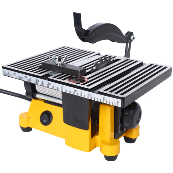 4" 90W Mini Table Saw Top Cut Off Miter Saw Multifunctional Desktop Saws w/ 3 Blades for Precision Cut Metal Wood Frame Molding