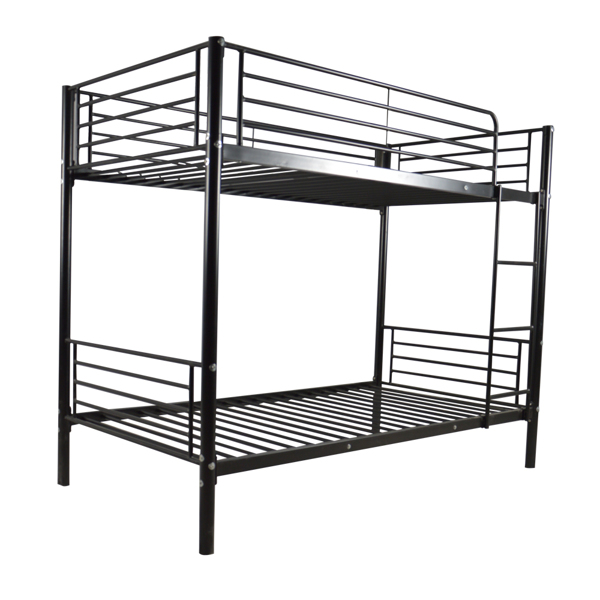 【Same model code: 67430277】Iron Bed Bunk Bed with Ladder for Kids Twin Size Black