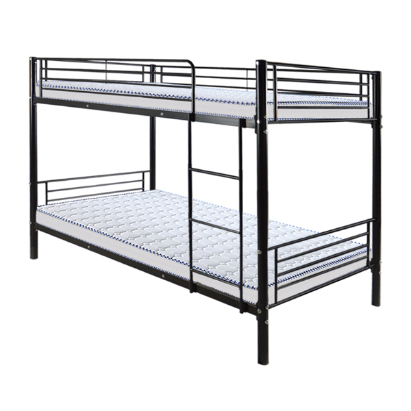 【Same model code: 67430277】Iron Bed Bunk Bed with Ladder for Kids Twin Size Black