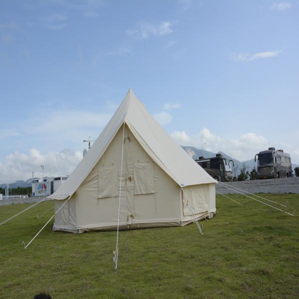 Canvas Tent Bell Tent Glamping, 4 Seasons Yurt Tent for Camping, 4M/5M Cotton Canvas Tent for Family Camping, Outdoor Hunting, or Party (13ft-16.5ft). Durable, Spacious, and Versatile.