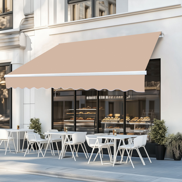 98.4"D x 117"W x 59"H retractable awning Khaki