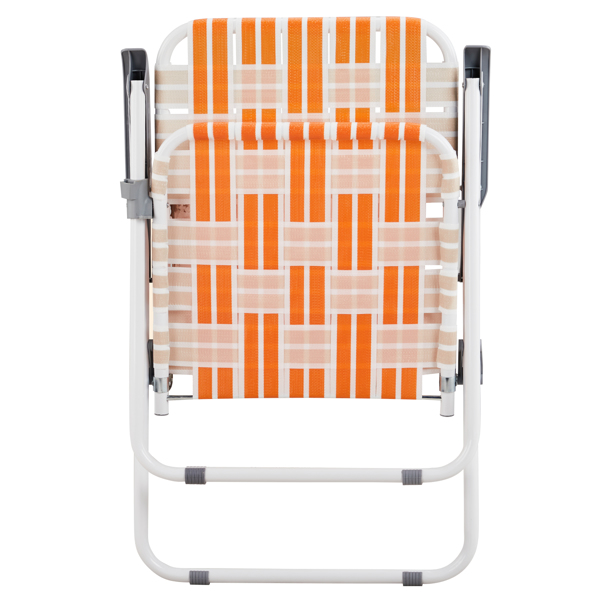 Set of 2 Webbed Folding Beach Chairs, Outdoor Patio Lawn Foldable Chairs for Camping Fishing Yard Poolside BBQ, Orange & White