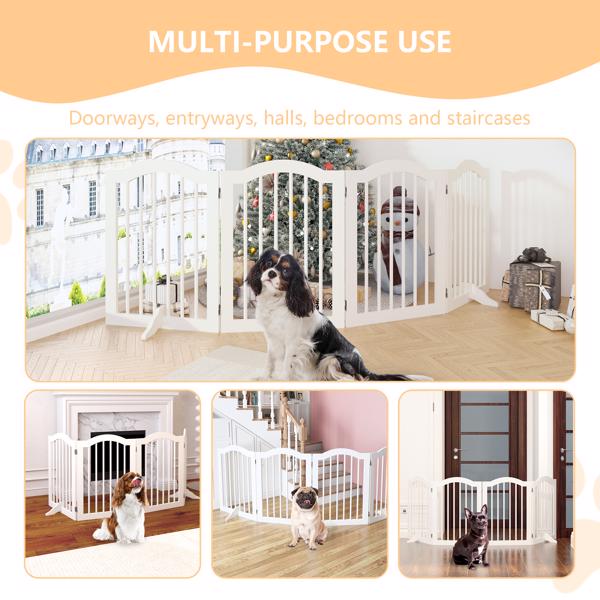 27.6" Height Tall Freestanding Pet Gate, 4 Panels Foldable Dog Gate, Solid Wood Folding Safety Fence Wooden Dog Gate with 2 pcs Support Feet Ideal for Stairs, Doorways, Halls, Kitchens, Heavy Duty Gat