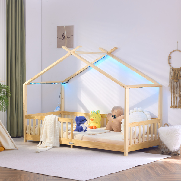 X-Shaped Roof Design White Painted Pine Children's Bed