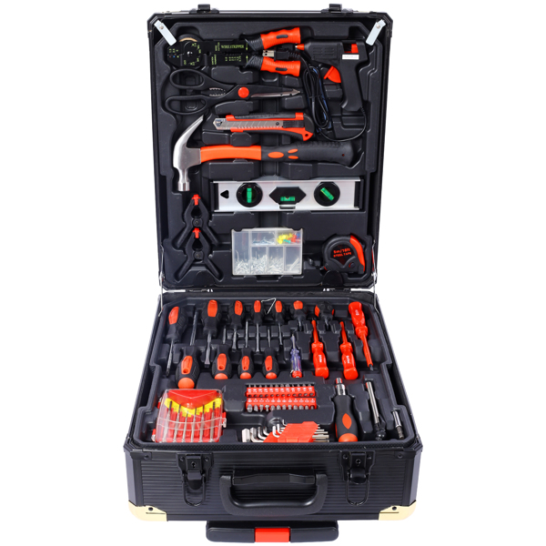 969pcs Home Repair Tool Set Kit for Men, Toolbox Storage Case with 4 Drawers, General Household Tool Kit with Rolling Tool Box, Tool Set Kit for Maintenance, Garden, Homeowner, Handyman -Black