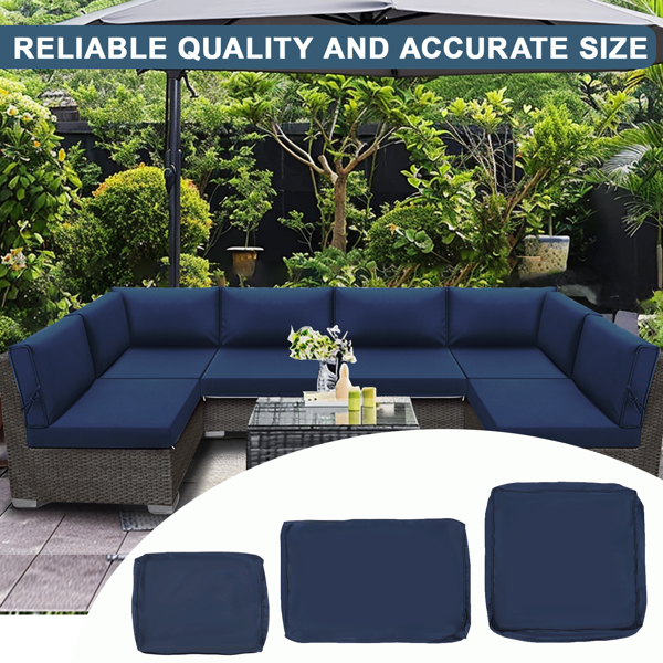 14 PCS Outdoor Cushions for Patio Furniture Replacement, Patio Furniture Cushions with Sponge, Deep Seat Patio Cushions(NAVY BLUE)【Temu is banned, can not be shipped on weekends, order carefully】